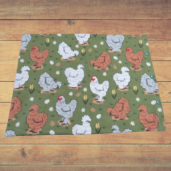 Heating Pad Cover, 12 x 15, Soft Green Flannel With Chickens, 3 Snap Closure - Picture 4 of 4